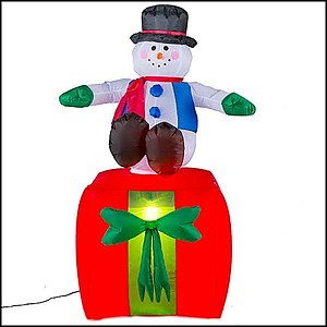 クリスマスエアブロー装飾　ムービングプレゼントスノーマン　H130cm