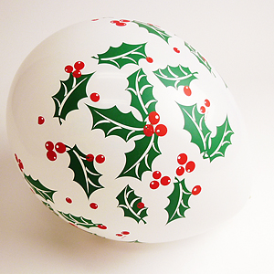 クリスマス装飾丸ゴム風船　ホーリー＆ベリーズ　28cm　10個