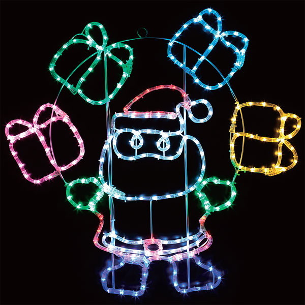 LEDイルミネーション チューブライト サンタ＆プレゼントボックス H85cm～イルミネーション【クリスマスグッズ・クリスマス用品】