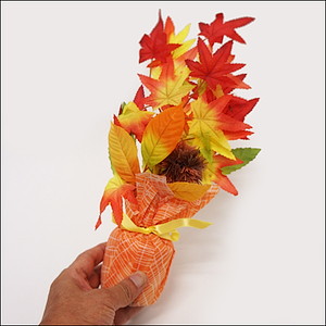 秋装飾　もみじオレンジラッピングポット　H37cm